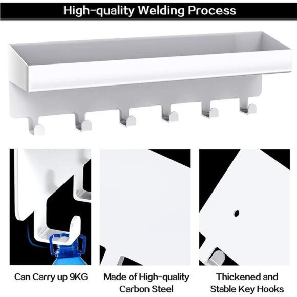 Key Holder for Wall Decorative,Wall Mounted Key&Mail Organizer,Adhesive Key Rack - Picture 3 of 6